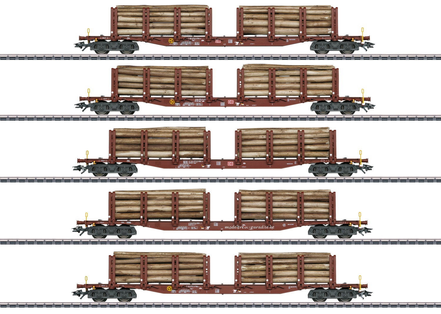 47154 ... DB AG .. Set rongenwagens voor houttransport .. tp V